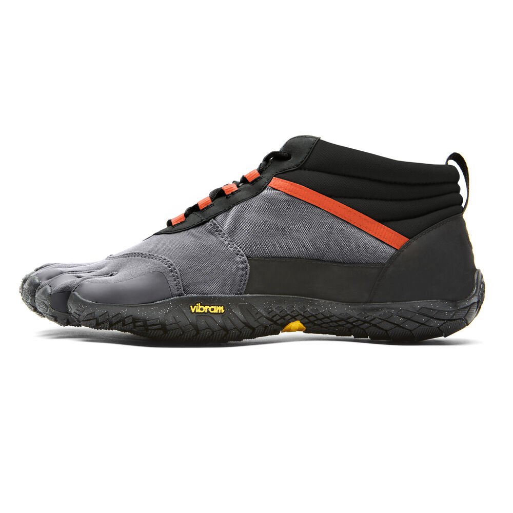 Vibram Five Fingers Mens Trail Shoes - Black/Grey/Red - V-Trek Insulated - 93764-EOLQ